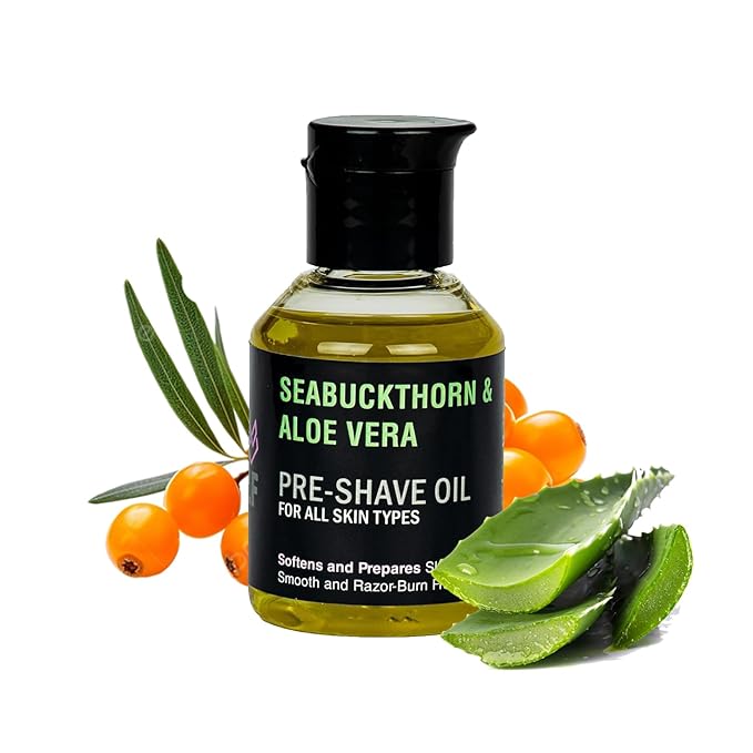 Pre-Shave Oil for Men | Seabuckthorn & Aloe Vera Formula | Softens Skin, Reduces Razor Burn, Prepares for Smooth Shave | Suitable for All Skin Types | 2 Fl Oz | Pack of 1