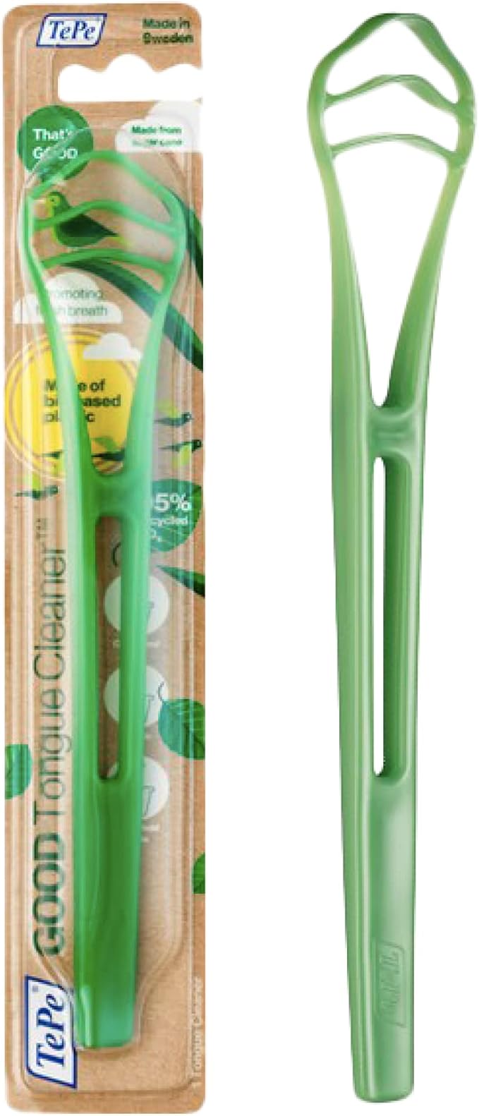 TePe Good Tongue Cleaner, Bioplastic Tongue Cleaner for Adults and Kids, 1 Plastic Scraper