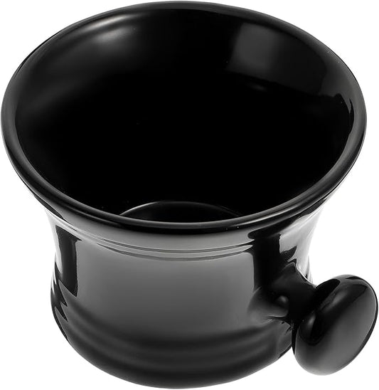 Men’S Black Ceramic Shaving Soap Bowl with Handle, Practical Foaming Bubble Container for Barber Shop and Home Use, Male Shaving Accessory for Rich Lather Generation