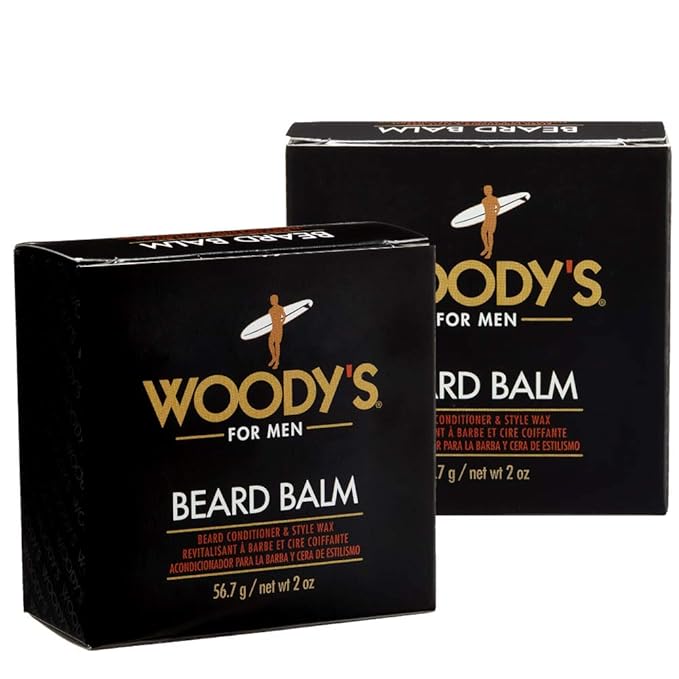 Woody's Beard Balm for Men - Facial Hair Conditioner & Beard Softener for Men, Leave-in Moisturizer, Beards Wax, 2 Oz, 2 Pack