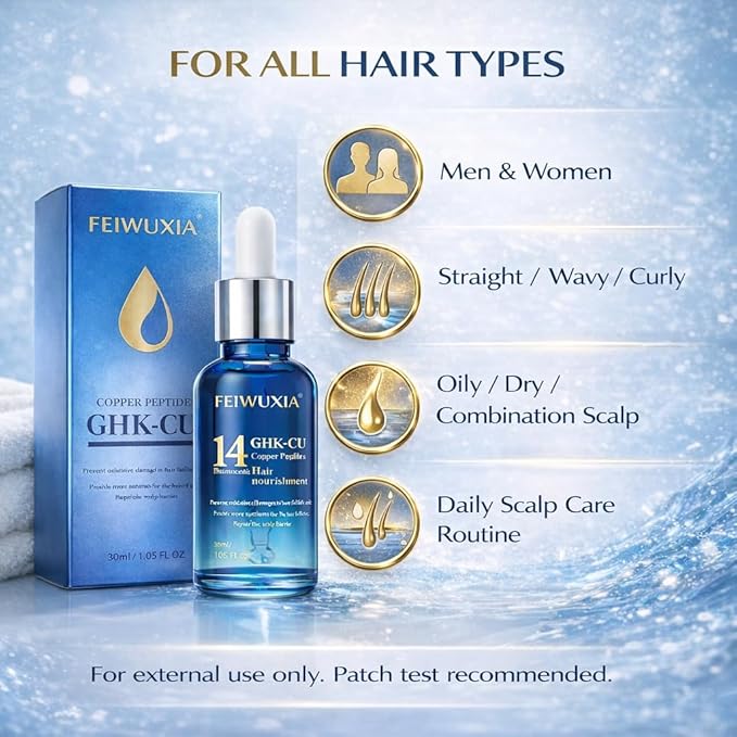 GHK-CU Hair Growth Serum, Hair Serum for Hair Growth, Scalp Nourishing Hair Growth Products to Support Thinning Hair for Men and Women