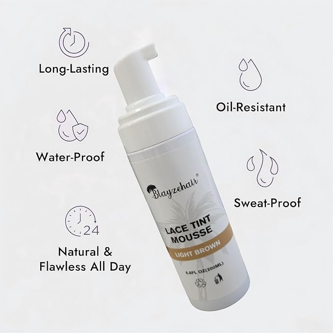 Lace Tint Melting Hair Mousse Foam for Women Men Hair Wig Lace Wigs Toupees and Hairpieces Natural Finishing Lace Color(Light Brown)