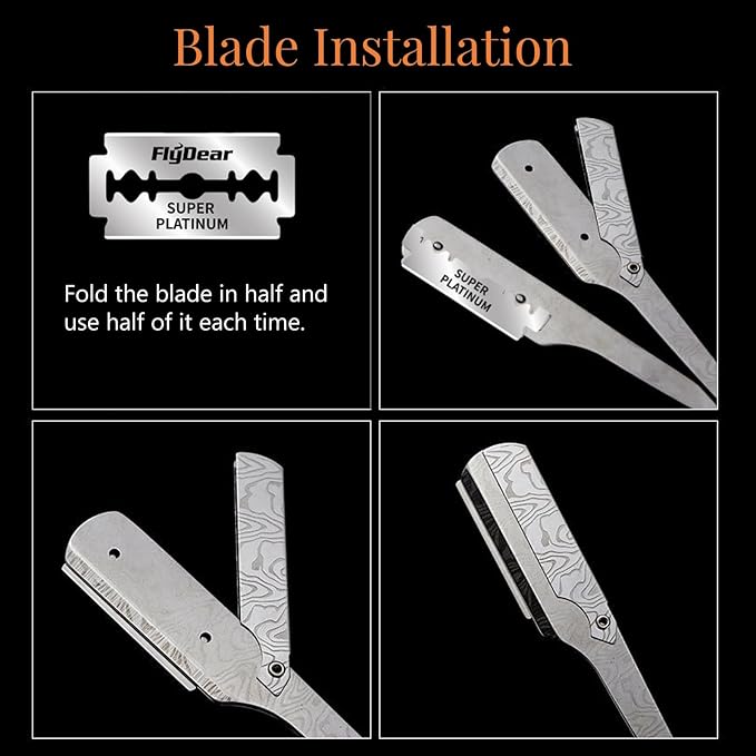 Straight Razor For Men - Premium Stainless Steel Barber Shaving Kit With Wooden Handle & Safety Guard, Single Blade Precision For Smooth Shaving With 10 Blades, Brown Spider Wood Handle