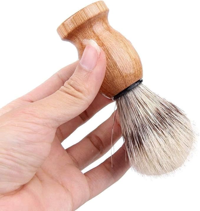 1Pc Brown Badger Hair Men's Shaving Brush Barber Salon Beard Cleaning Comfortable and Environmentally Shaving Brushes,Men's