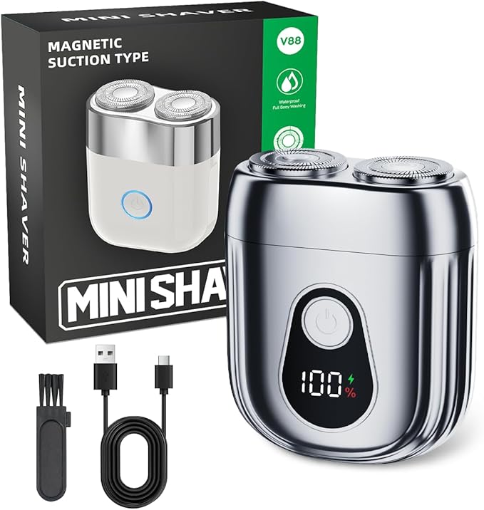 Portable Mini Electric Shaver for Men & Women – USB-C Rechargeable Waterproof Cordless Razor, Compact Travel Face & Body Trimmer for Home & Business (Silver)