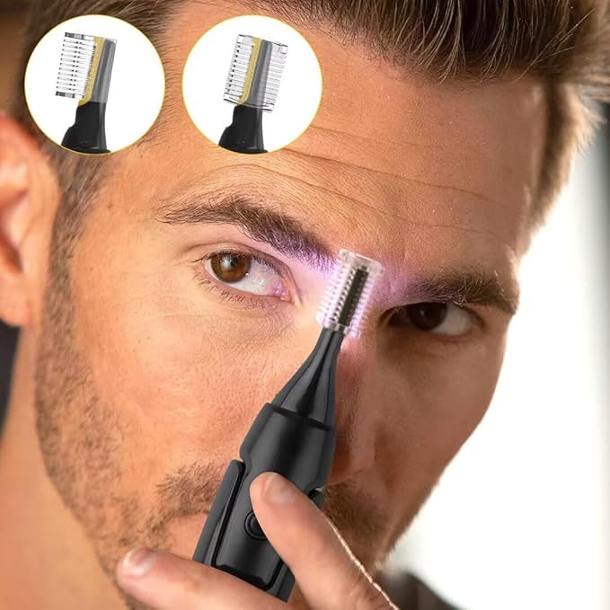 USonline911 2025 New Hair Trimmer Shaver Clipper for Men Women Ear Neck Eyebrow Trimmer Shaver Man Clean Trimer Razor 2 x Brush Heads & 1 x Hair Brush Gray Non-Slip G rip