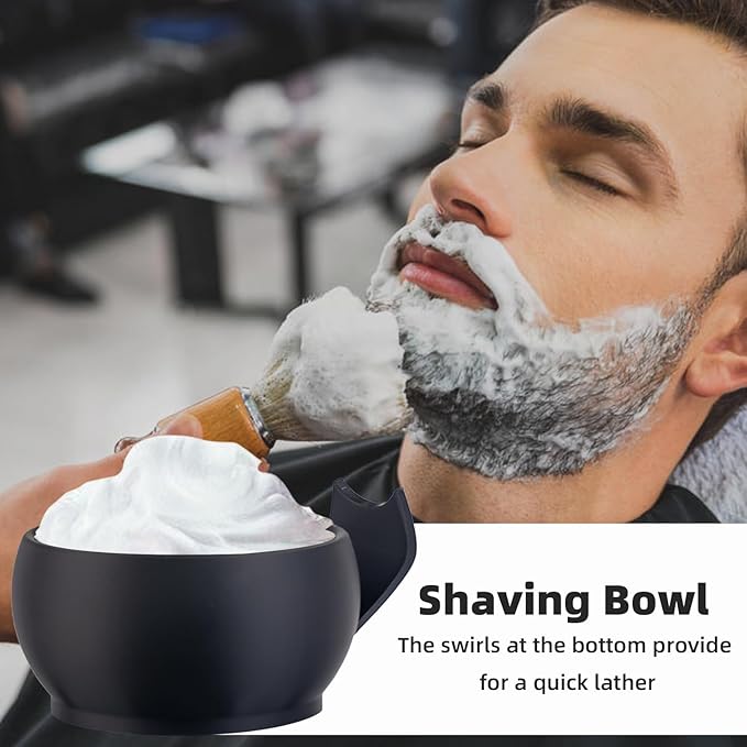 Grandslam Shaving Bowl with Ridges, Shaving Mug with Brush Stand, Shaving Soap Bowl for Shaving Cream and Soap, Durable & Holds Heat Longer, Rich & Thick Lather, Great for Traveling and Use at Home