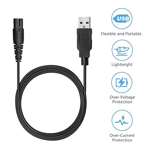 Meliya USB Charger Cable for Skull Pitbull Charger, Palm, Butterfly Kiss and Beast Clipper PRO Shaver, Charger Adapter Cable Cord for Skull Pitbull Gold PRO Pitbull Platinum PRO