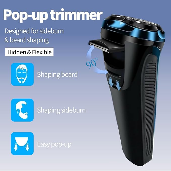 Electric Razor for Men, Electric Razor Pro, Ipx7 Waterproof Cordless Shaver with 90-Min Runtime, 4D Floating Head Rotary Shaver, Fast Charging (Black)