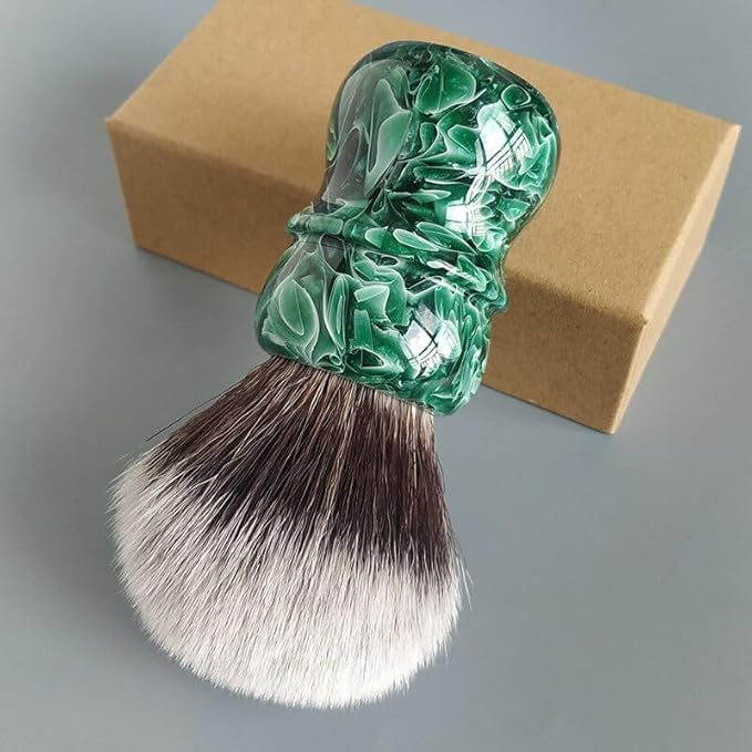 30mm Shaving Brush for Men Wet Shave Using Shaving Cream & Soap, Jade resin Handle Hair Salon Shave Brush for Father's Day Gifts for Him Dad Boyfriend