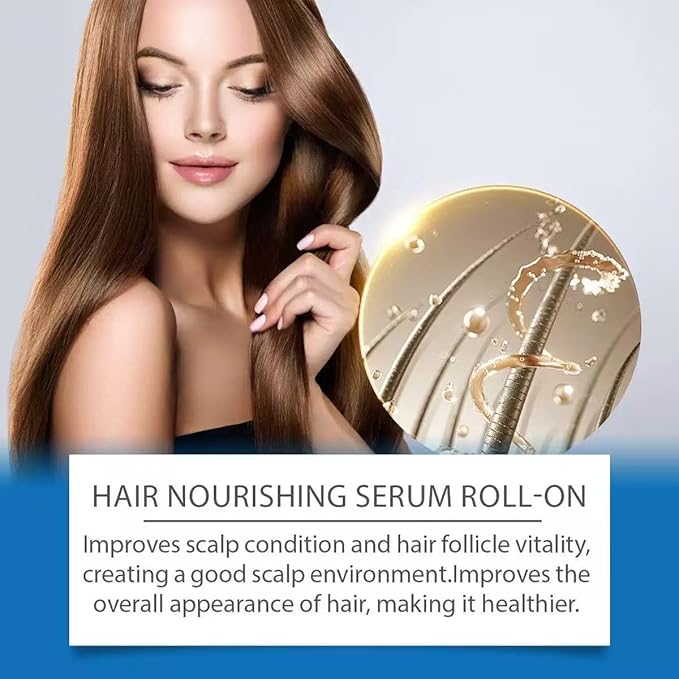 Hair Growth Serum Roll On with Rosemary，Helps Support Thicker, Fuller Hair Appearance，Clean, Non-Greasy Hair Loss Support for Men & Women，Saw Palmetto，0.84 Fl Oz