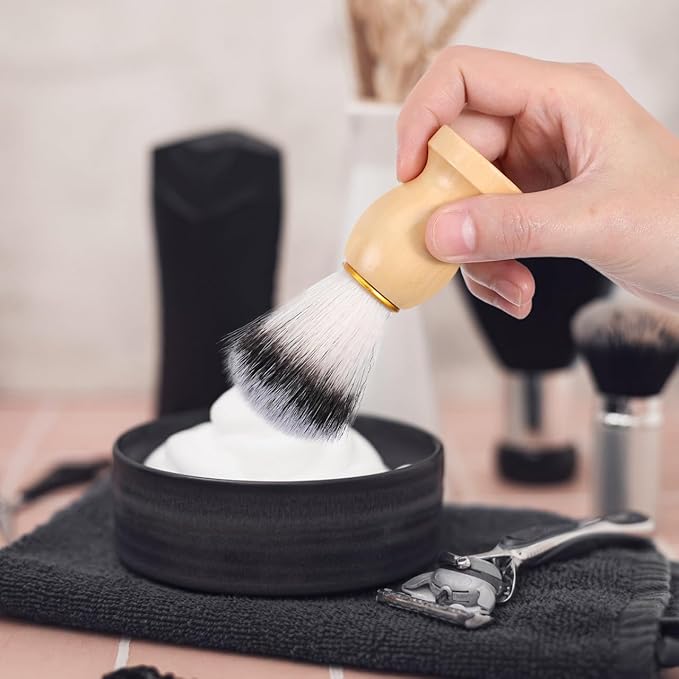 2pcs Men Beard Brush: Gentle Beard Care Soft Bristles Brush With Ergonomic Handle For Precise Grooming - Daily Travel Use