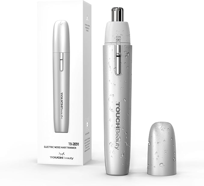TOUCHBeauty Electric Nose and Ear Hair Trimmer, Silver Painless Dual Use Groomer for Men & Women, Hypoallergenic Round Tip, Travel Friendly and Easy Clean