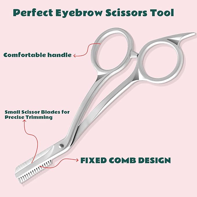 Eyebrow Trimming Scissors with Combs, Eyebrow Cutter Hair Removal Eyebrow Scissors,Eye brow razors, Eyebrow trimmer for women (Grey)