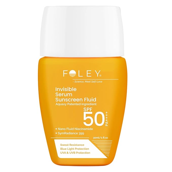 Foley Invisible Sunscreen Fluid SPF 50 PA++++, 30ml | For Indian Skin | Lightweight, Fast-Absorbing | No White Cast | Daily UV Protection for All Indian Weathers - Men and Women, All Skin Types