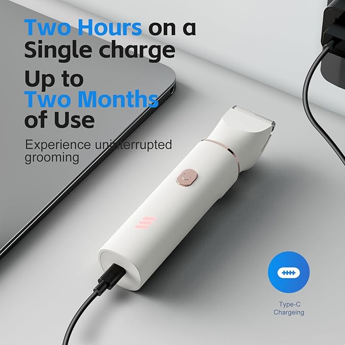 Bikini Trimmer for Women-Electric Razors for Women‘s Gift Body Hair Trimmer IPX7 Waterproof, Replaceable Ceramic Blade,White