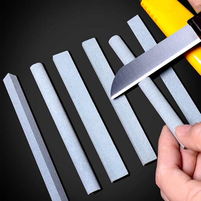 Sharpening Stone Set,6pcs 180# Wood Carving Sharpener Whetstone Sanding Sticks,Coarse Polishing Set for Sharpen Chisel or Small Detailed Tools,Variety of Shapes(Length3.94Inch)]