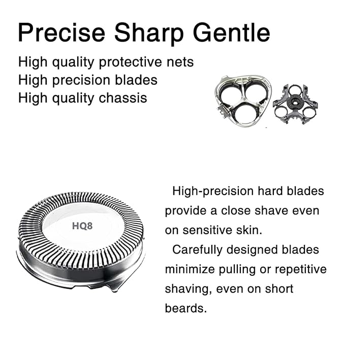 6pcs HQ8 Replacement Heads Compatible with Philips Norelco Aquatec Shavers PT720 PT730 AT810 AT815 AT830 AT880,hq8505 HQ8 Blades