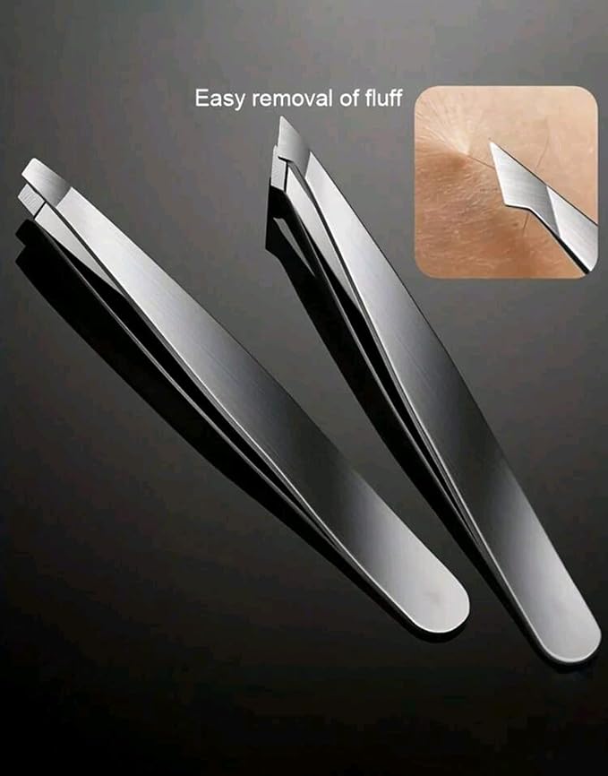 4-Piece Stainless Steel Tweezer Set - Tweezers for Eyebrows, Precision Tweezer Set for Women & Men - Ingrown Hair Tweezer, Long Lash & Eyelash Tweezers, Tweezers for Crafting (Silver)