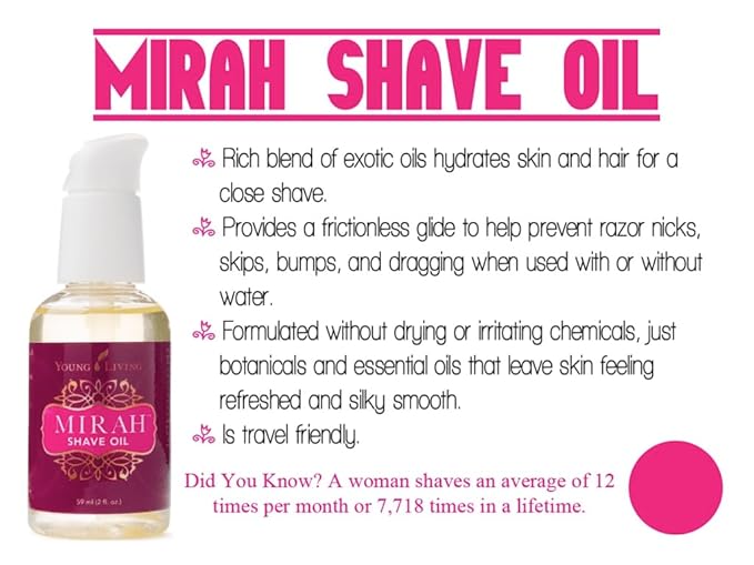 Young Living Mirah Shave Oil - Luxurious Shaving Blend for Silky Smooth Skin - Razor Bump Prevention - Premium Essential Oil - Meadowfoam & Exotic Baobab - 2 oz