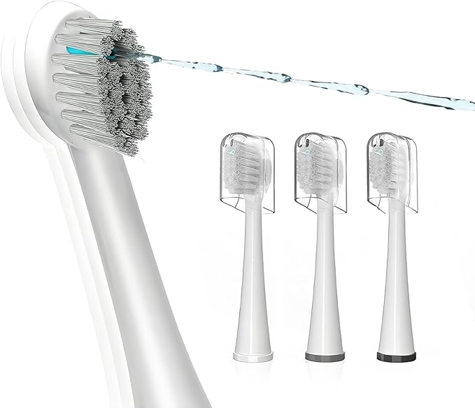 Replacement Brush Heads for Waterpik Sonic Fusion 2.0 - Flossing Toothbrush Head for Water pik with Color-Coded Rings & Hygienic Caps - 3 Pack White Soft Bristles - Compact Size
