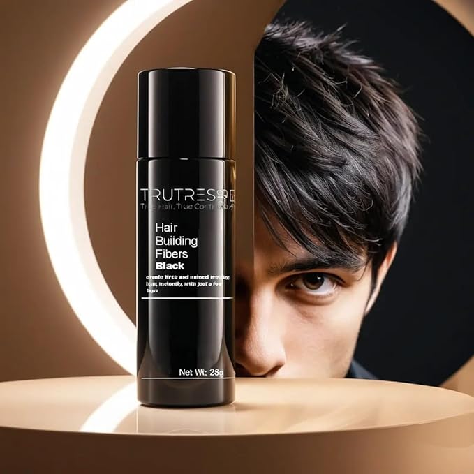 Hair Building Fibers, 28g - for Thinning Hair Instantly Thicker, Complete Looking Hair 6 Shades for Men Women (Black)