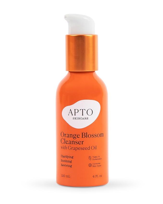 APTO Orange Blossom Cleanser w/Grapeseed Oil: Gentle but Effective Lightly-Foaming Daily Face Wash for Skin That's Clarified & Refreshed, 4 fl. oz.