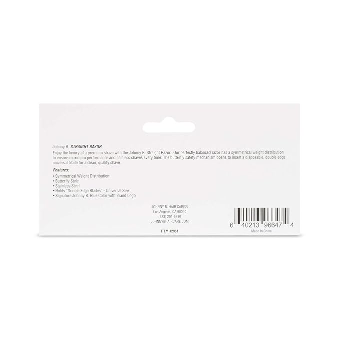 JOHNNY B. Professional Barber Straight Edge Razor, Blue