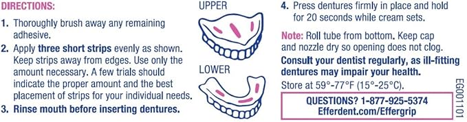 Effergrip Denture Adhesive Cream, Extra Strong Holding Power, 1.5 oz (Pack of 2)