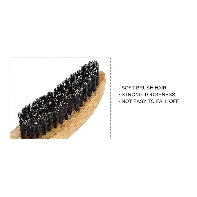 Beard Styling Brush with Strong Toughness, Portable Ergonomic Curved Design for Beard, Mustache Straightening and Growth Promotion (Small)
