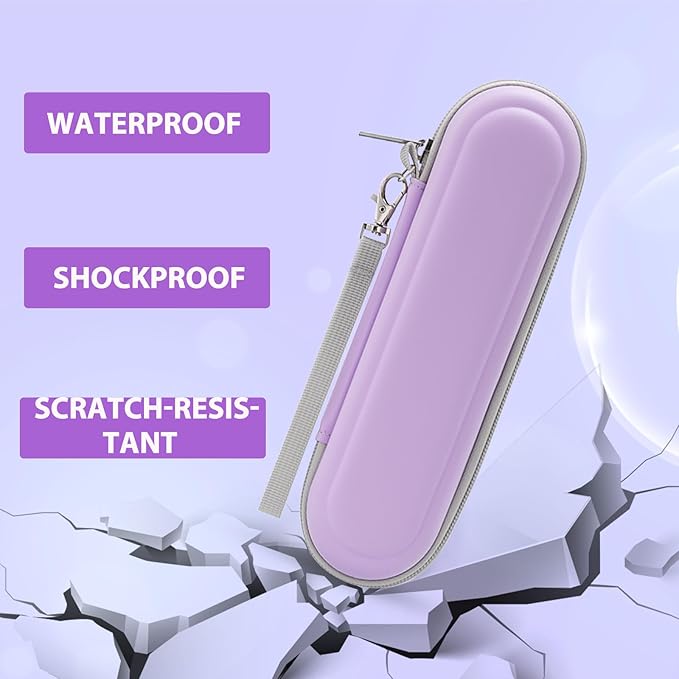 Toothbrush Travel Case for Oral B/Oral-B Pro 1000 1500 5000 7000 & Philips Sonicare 4100 1100 5300 5100 6100/iO Electric Toothbrush, Hard Protective Storage Bag (Light purple case with toothbrush cap)