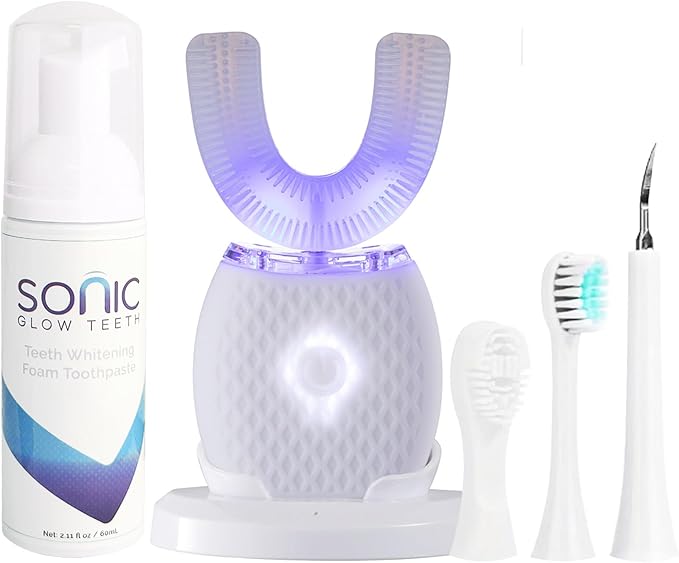 Ultrasonic Toothbrush for Adults - Automatic Electric Toothbrush with Soft Bristles Waterproof & Washable Rechargeable Portable Design with Wireless Charging 30'' Timer for Travel & Home Use (White)