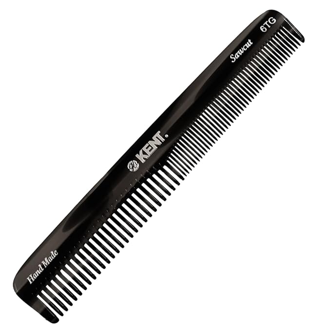 Kent 6T G Fine Tooth and Wide Tooth Hair Comb, Handmade Styling Comb for Hair Care, Barber Combs, Beard Combs For Men, Styling Grooming for Men, Women and Kids