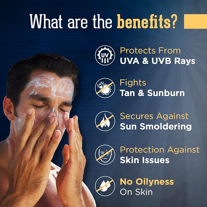 Beardhood SPF 50 PA+++ Sunscreen For Men | Non Greasy, Water & Sweat Resistant | OMC & Oxybenzone Free | Suitable for all Skin Types, 50g