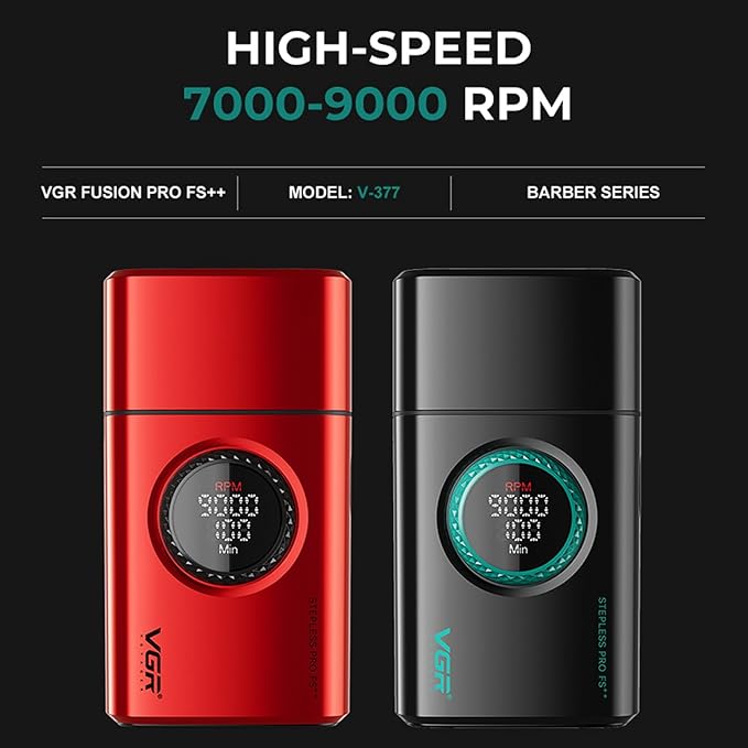 VGR 377 Foil Shaver for Men, Electric Razor for Shaving Face with Double Foil, 21-Speed 9000 RPM Motor Bald Shavers LED Display Titanium Foils, Barber Supplies (Black), Men's Gifts