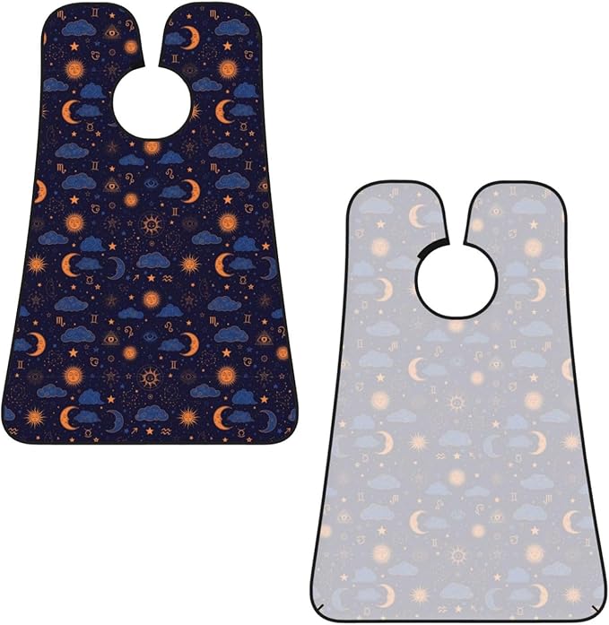 Waterproof Beard Grooming Bib, Magic Constellations Sun Moon Stars Mystical Astrology Shave Bib, Non-Stick Hair Catcher for Shaving Trimming, Apron Essential for Men Dad