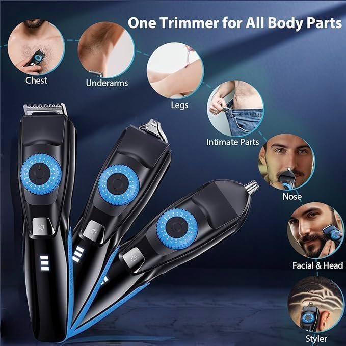 Beard Mustache Trimmer with 3 Attachments, 40 Adjustable Precisions, Waterproof, 240 Min Runtime - Personal Body Hair Trimmer for Men & Women Gift Choice