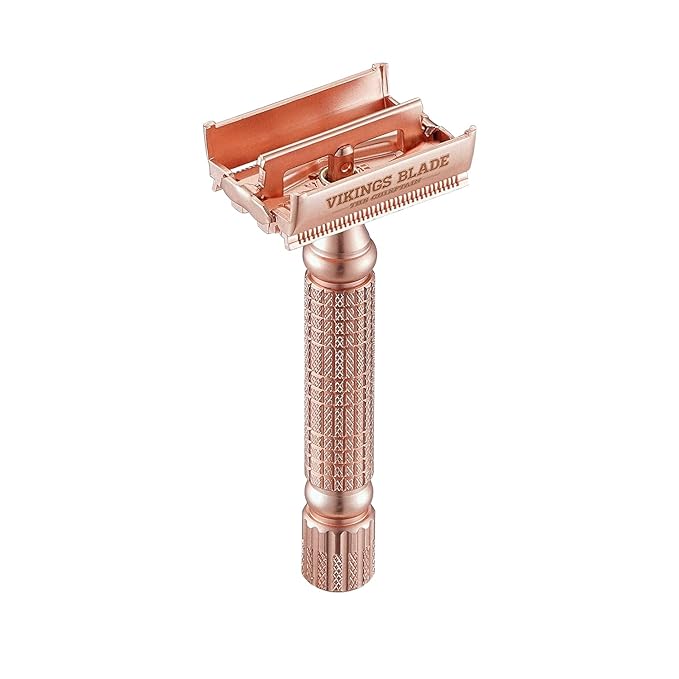 VIKINGS BLADE Double Edge Safety Razor + 5 Swedish Steel Blades + Luxury Case. Smooth, Reusable, Recyclable (Chieftain "Hera")
