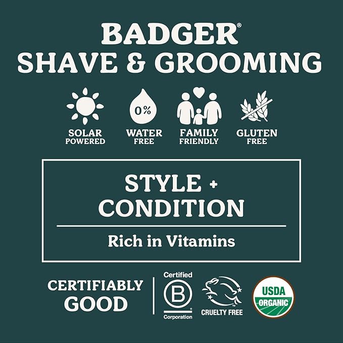 Badger Mustache Wax, Medium Hold, Light Masculine Scent, Easy to Apply, Certified Organic Versatile Moustache & Beard Wax, .75 oz Tin, 2-Pack