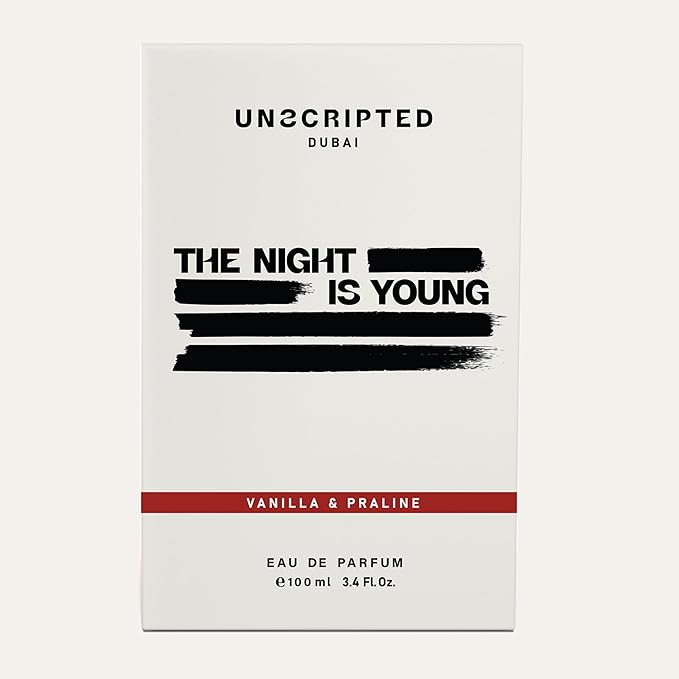 Unscripted The Night Is Young - Bold, Long-Lasting Perfume For Men And Women - Spicy-Sweet Women Perfume with Notes of Cognac and Vanilla - 3.4 oz