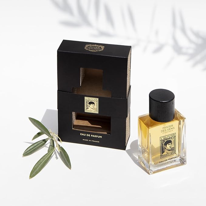 Panier des Sens L’Olivier Eau de Parfum for Men - Fresh Mediterranean Olive Wood, Cedar & Citrus Fragrance - Long-Lasting Natural Scent - 1.7 fl oz Spray