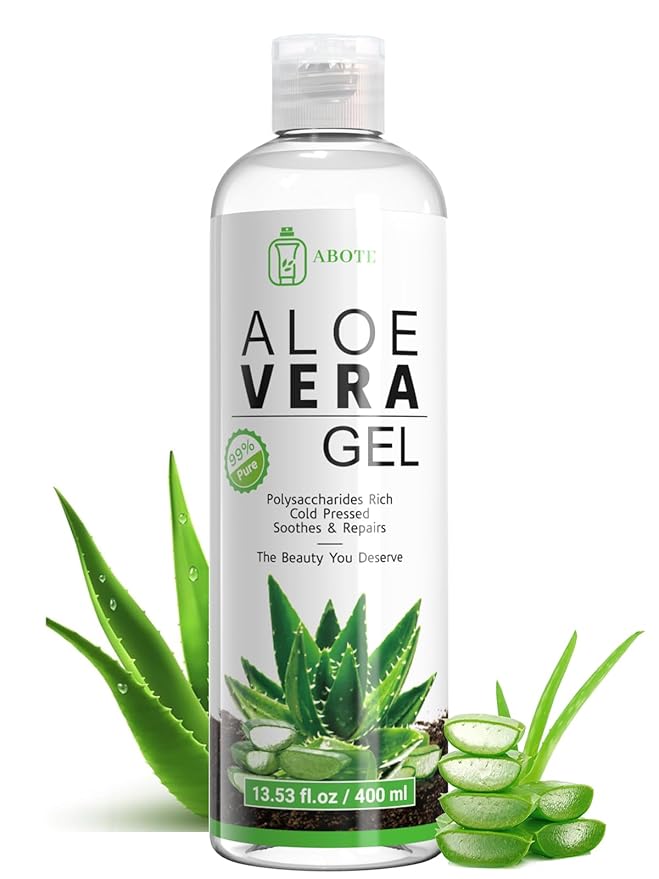 ABOTE Organic Aloe Vera Gel from 99% Pure Aloe for All - Ideal for After Suncare, Post - Shave & Itchy Skin - Works on Face, Body & Hair Care, Family Pack Size 13.53 fl oz, 400ml