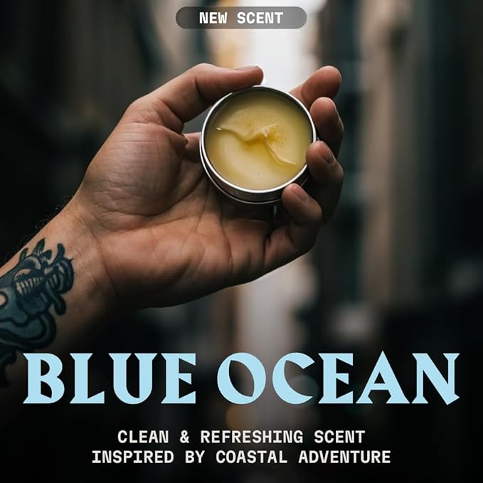 Striking Viking Beard Balm for Men -2 Oz (1 Pack), Blue Ocean - Leave in Beard Conditioner - Styling Balm Made with Naturally Derived Beard Butter, Argan & Jojoba Oils