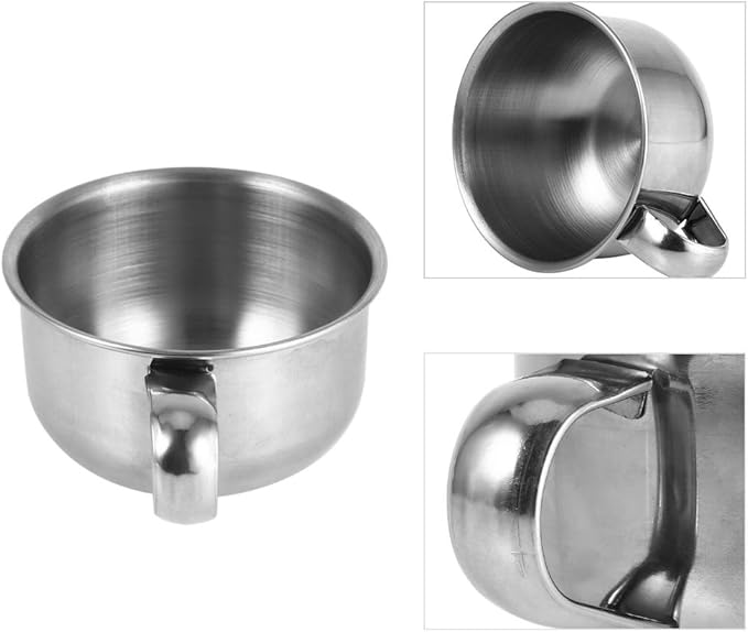 FILFEEL Shaving Soap Mug Bowl, New Stainless Steel Metal Cup Shaver Cleansing Foam Tool For Man