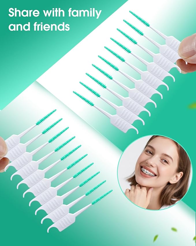 270 PCS Dental Floss Picks, Floss Picks for Teeth, Soft Silicone interdental Brush, Toothpicks Dental Brush, Tooth Flossing Picks with Case, Disposable for Teeth Cleaning, Green Color
