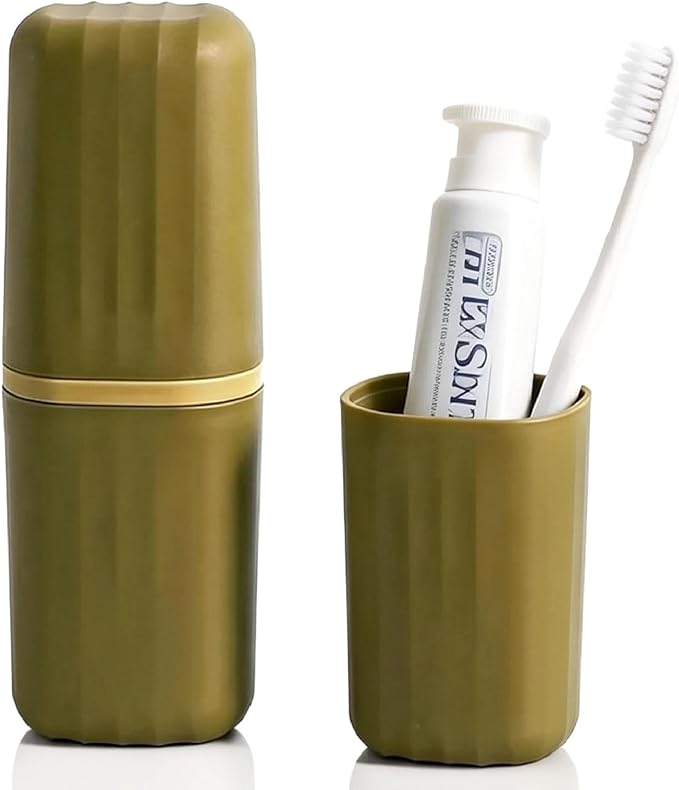 Toothbrush Travel Case, Portable Travel Toothbrush Holder with Rinse Cup, Dustproof Travel Toothbrush Toothpaste Container for Outdoor Camping, Hiking, School, Business Trip