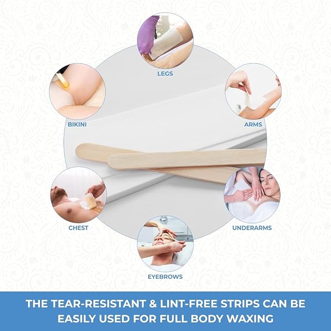 ForPro Professional Collection Non-Woven Epilating Strips, White, Tear-Resistant, Pre-Cut Strips For Hair Removal, 3" W x 9" L, 500-Count