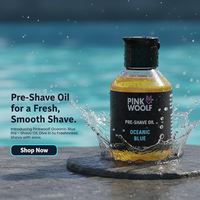 Pre-Shave Oil for Men | Oceanic Blue Scent | Softens Beard, Prepares Skin for Smooth, Razor Burn-Free Shave | Suitable for All Skin Types | 2 Fl Oz Natural Grooming Oil | Pack of 1