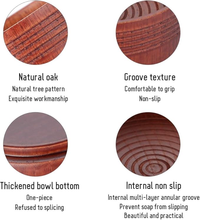 ZJchao Oak Shaving Soap Bowl, Wooden Shaving Soap Bowl Cup Mug Tool for Man Shaver Cleansing Foam Round with The Aim of to Deliver The Best Shave of Your Life and Convenient