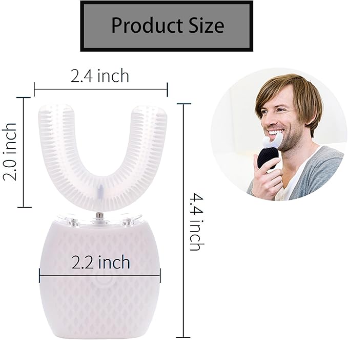 Ultrasonic Toothbrush for Adults - Automatic Electric Toothbrush 30s Timer,Rechargeable Portable Washable Design Soft Bristles,Wireless Charging Ideal for Travel & Home Use (White)